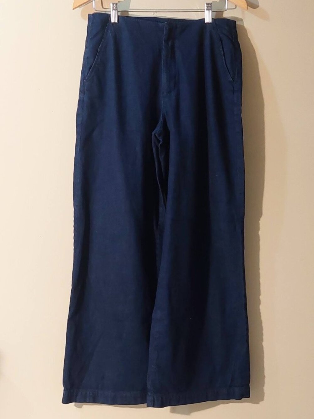 MNG (Mango) Dark Indigo Denim Wide Leg Jean Trousers w/Slant Pockets Size: 6